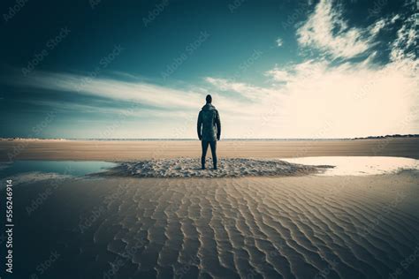 Person Standing On A Beach Looking Out At The Horizon Representing The Vastness Of The World