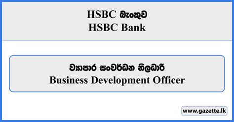 Business Development Officer HSBC Bank Vacancies 2024 Gazette Lk