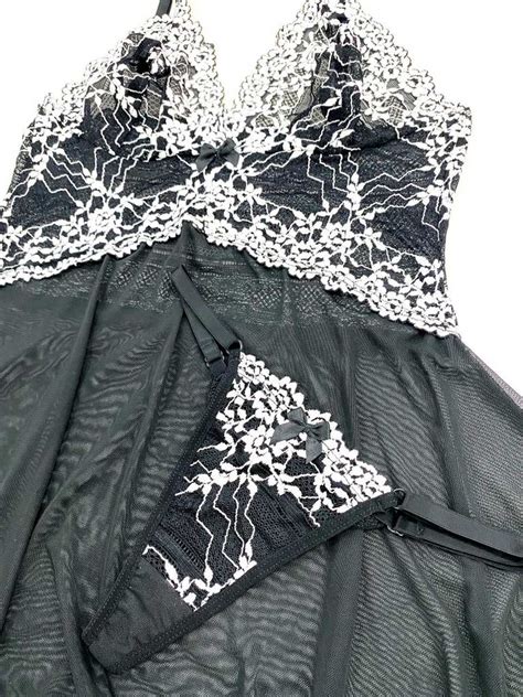 Camisola De Microtule Preto Branco Site Exclusivo De Lingerie