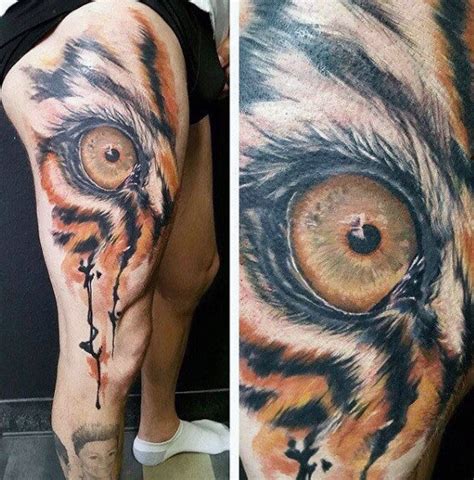 Imposing Tiger Eyes Tattoo Designs For Men