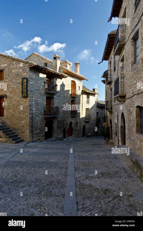 Street Of Mediaeval Village Of Ainsa Sobrarbe Pyrenees Aragon Spain