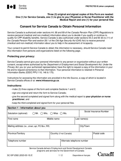 Fillable Online Isp 2502pdf Service Canada Forms Fax Email Print