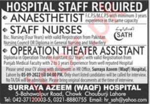 Hospital Staff Jobs In Lahore Job Advertisement Pakistan