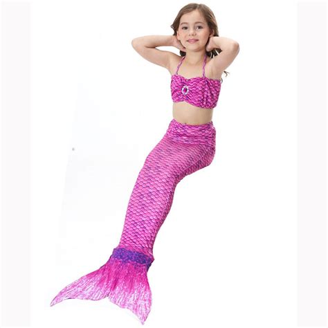 Pcs Purple Mermaid Tail Swimsuit Sea Maid Princess Bikini Swimming Set N
