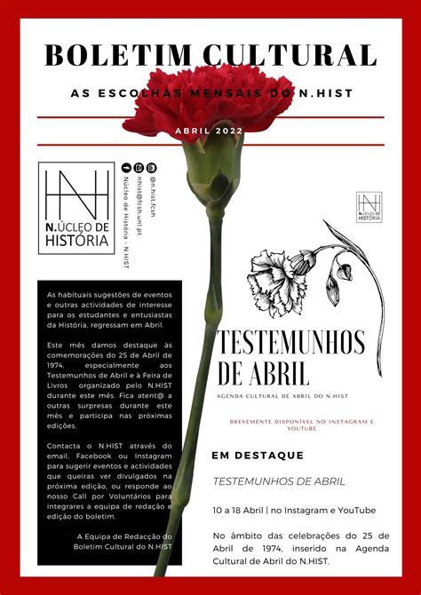 Boletim Cultural As Escolhas Do N Hist Abril 2022 By N Hist Núcleo De História Fcsh Issuu