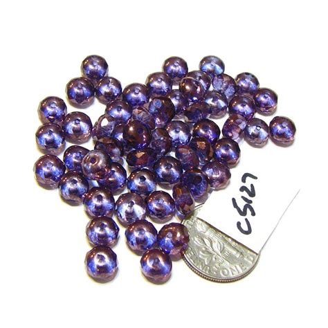 C4187 Czech Glass Faceted Rondelle Beads THISTLE W MERCURY FINISH