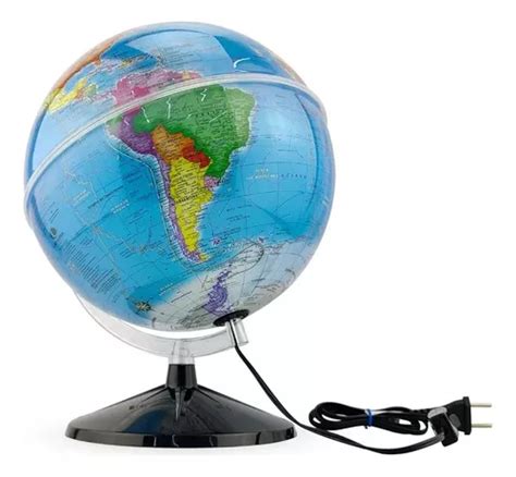 Globo Terrestre 30cm Prisma Mapa Politico Com Led Libreria