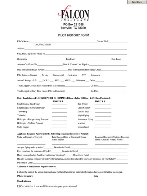 Pilot History Form Fill Online Printable Fillable Blank Pdffiller