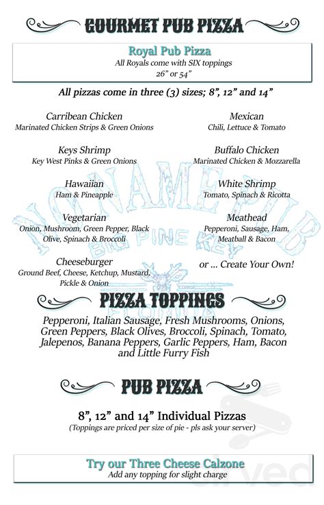 No Name Pub menu in Big Pine Key, Florida, USA