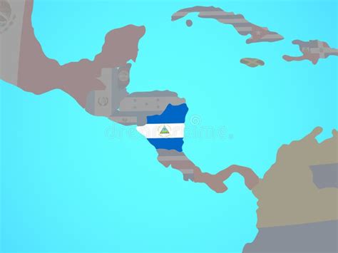 Nicaragua With Flag On Map Stock Illustration Illustration Of