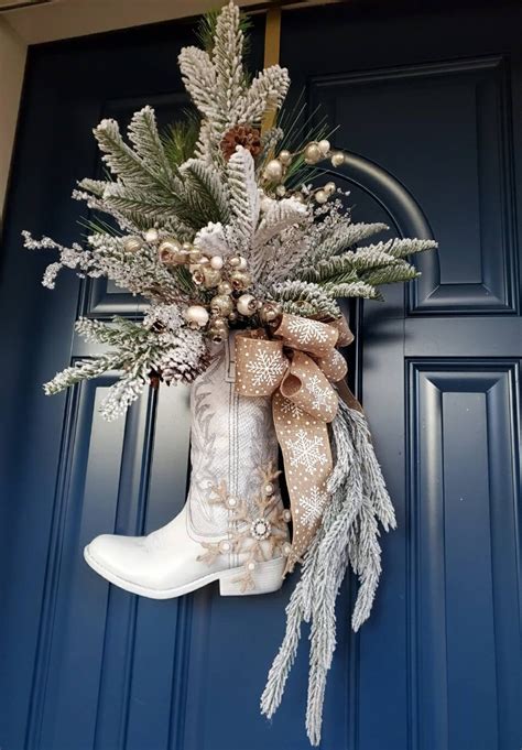 Cowboy County Christmas Boot Wreath Western Christmas - Etsy