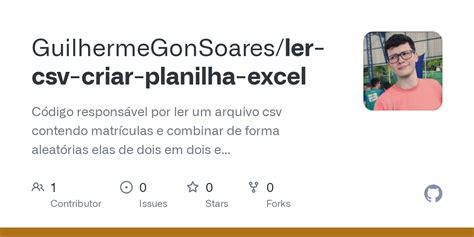 Github Guilhermegonsoares Ler Csv Criar Planilha Excel C Digo