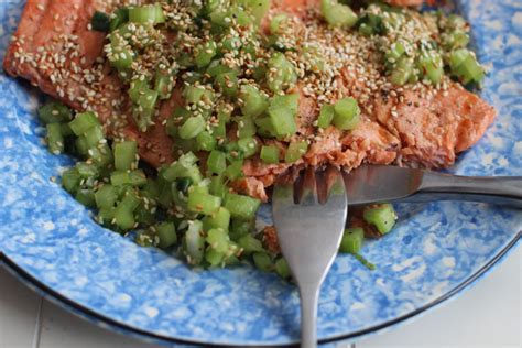 Recipe: Grilled coho salmon with sesame celery relish | Globalnews.ca