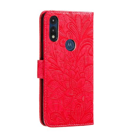 For Motorola Moto E 2020 Moto E7 Lace Flower Horizontal Flip Leather Case With Holder And Card