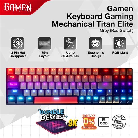 Jual GAMEN Titan Elite Keyboard Gaming Mechanical RGB Pin Hot Swappable Keys Ergonomic