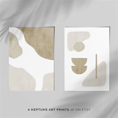 Set Of 2 Mid Century Beige Pastel Nude Minimalistic Modern Etsy