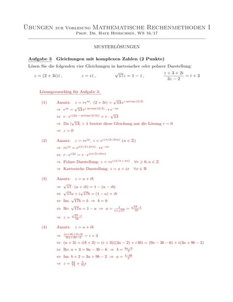 Übungen zur Vorlesung Mathematische