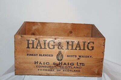 Vintage Haig Haig Scotch Whiskey Empty Wood Crate Box Carrier Holds