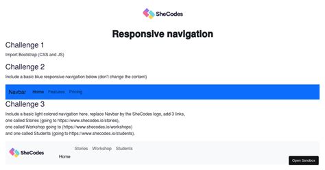 Responsive Navigation Challenge Forked Codesandbox