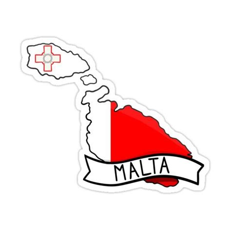 Malta Flag Map Sticker Sticker For Sale By Drawingvild Malta Flag