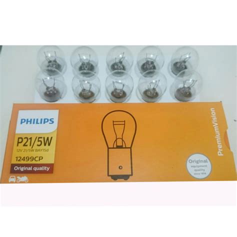 Jual Bohlam Lampu Rem Mobil PHILIPS 12V P21 5W Kaki 2 Original