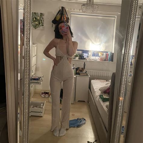 Nude Ribbed Cut Out Jumpsuit With Backless Detail Depop