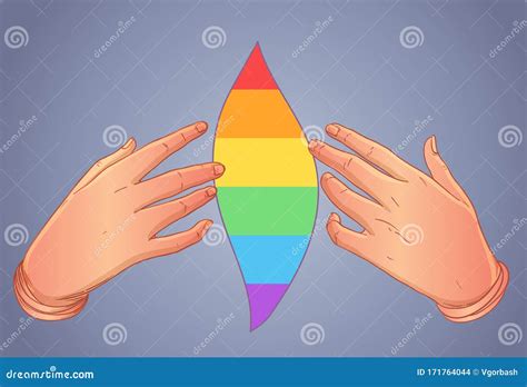 Rainbow Colored Heart With Open Hands Gay Pride LGBT Concept Realistic Style Vector Colorful