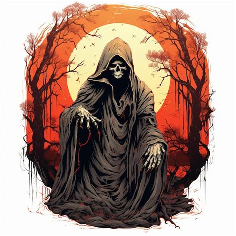 Premium Ai Image Illustration Of Grim Reaper Surrealism Hooded Figure