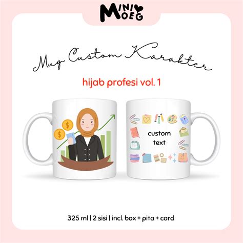 Jual Mug Gelas Profesi Hijab Custom Nama Kado Hadiah Gift Souvenir