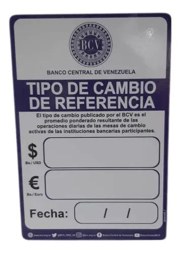 Pizarra Bcv Tasa Del Día Mostrador O Pared Soporte O Adhesiv MercadoLibre