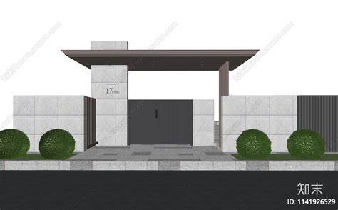 现代庭院门su模型下载【id1141926529】知末su模型网