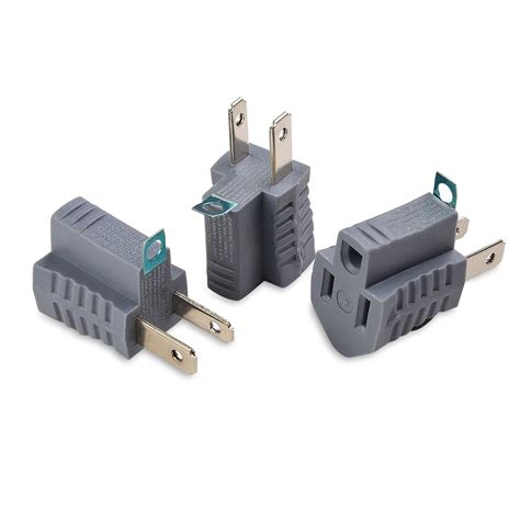 UL Listed Cable Matters 3 Pack 2 Prong To 3 Prong Outlet Adapter 3