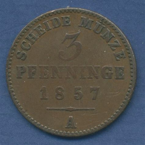 Preußen 3 Pfennige 1857 A König Friedrich Wilhelm IV ss m2188