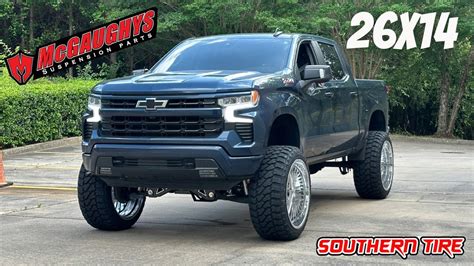 2023 Chevy Silverado 1500 9” Mcgaughys Lift And 26x14 Kg1 Forged Wheels Youtube