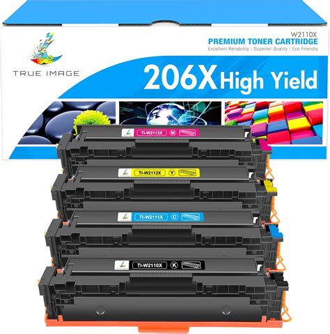 True Image Compatible 206x Toner Cartridges 4 Pack High Yield Replacement For Hp