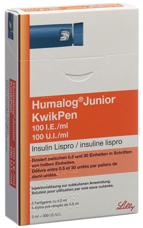 HUMALOG Junior KwikPen Insuline sol inj 100 IE ml stylo pré 3 ml