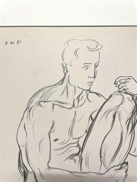 Harold Haydon Black And White Figure Study Of A Male Nude By Artist