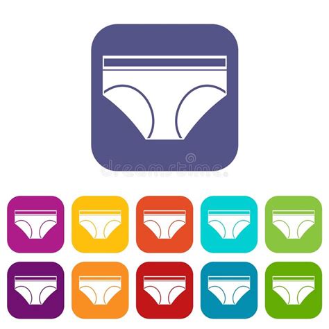 Woman Underwear Panties Icons Set Flat Stock Vector Illustration Of