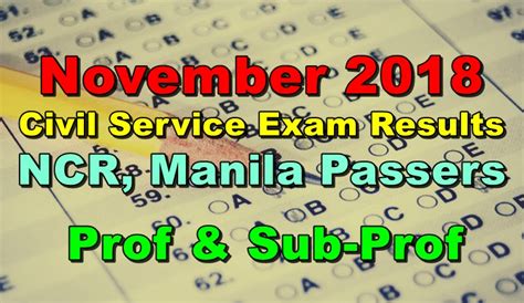 Civil Service Exam Results November 2018 Ncr Passers Prof And Sub Prof