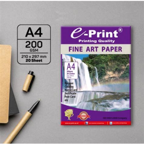 Jual EPRINT FINE ART PAPER KERTAS FOTO 210 GSM UKURAN A4 Shopee Indonesia