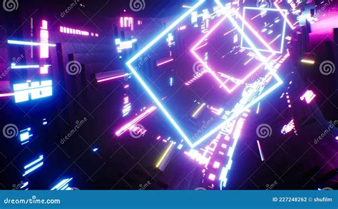 Futuristic Passage With Colorful Lamps 4k Uhd 3d Illustration 218690073