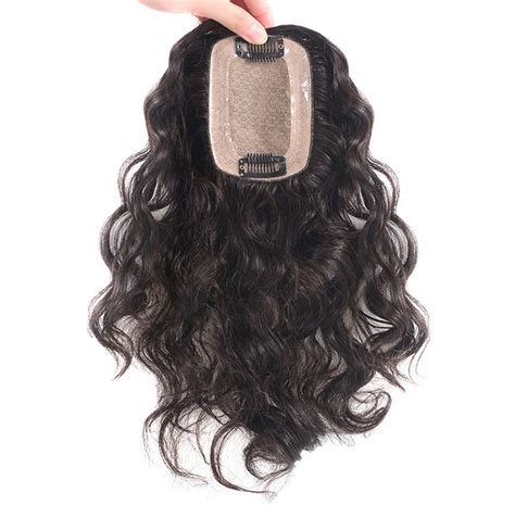 Human Hair Clip In Toppers For Women Wavy Curly X Cm Silk Base Crown