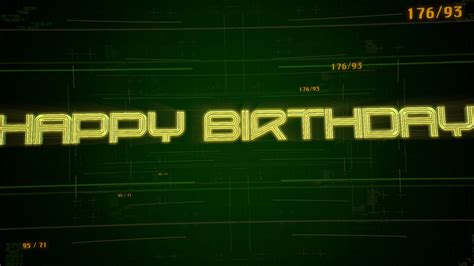 Happy Birthday With Cyberpunk Matrix Hud Stock Motion Graphics SBV