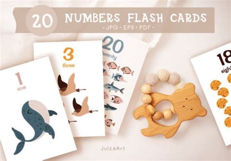 Numbers Flashcard Printable, Count to 20 Graphic by JulzaArt · Creative ...