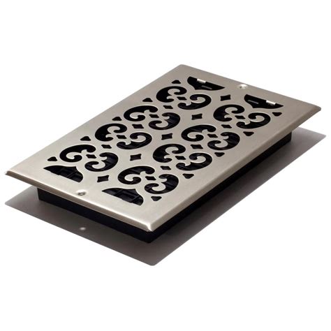 Decor Grates 10 in. x 6 in. Brushed Nickel Steel Scroll Wall Register ...