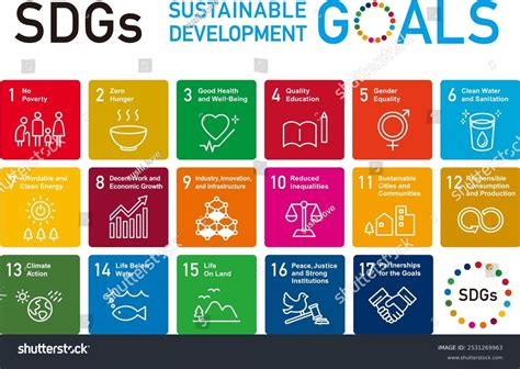 sdgs sustainable development goals icon set stock vector royalty