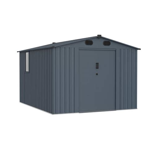 Clihome 8 ft. W x 10 ft. D Outdoor Large Metal Tool Sheds with Window ...