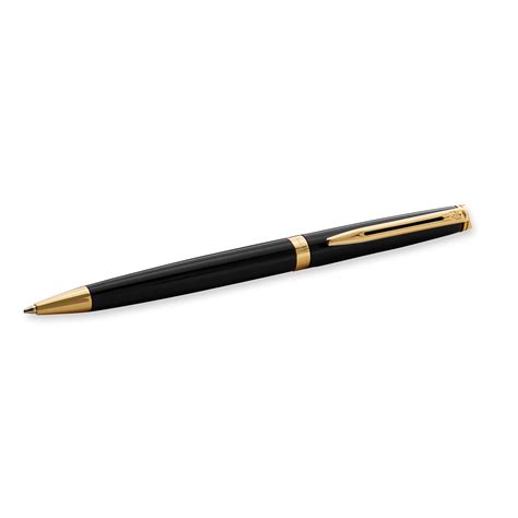 Waterman H Misph Re Ballpoint Pen Black Lacquer With Gold Trim Blue