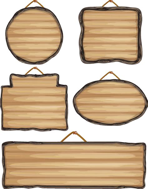 Set of wooden sign banner 6592763 Vector Art at Vecteezy