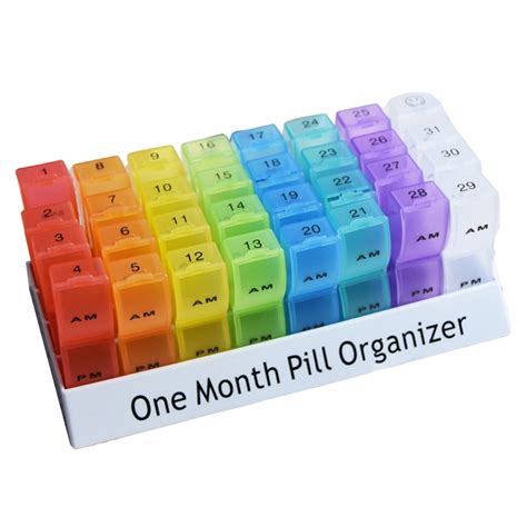 31-Day Monthly Pill Organizer - 32 Portable Compartments, Large ...